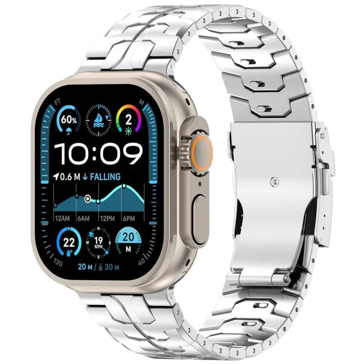 Bracelet de montre en alliage de titane avec fermoir de sécurité amovible, compatible avec les Apple Watch 46 mm / 49 mm / 45 mm / 44 mm et 42 mm / 41 mm / 40 mm / 38 mm.