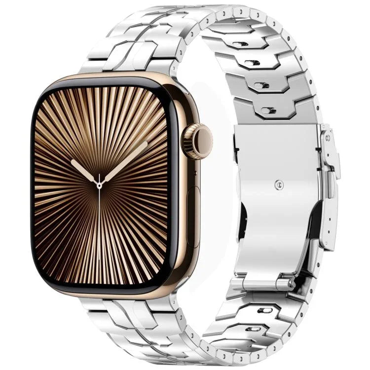 Bracelet de montre en alliage de titane avec fermoir de sécurité amovible, compatible avec les Apple Watch 46 mm / 49 mm / 45 mm / 44 mm et 42 mm / 41 mm / 40 mm / 38 mm.