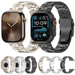 Bracelet de montre en alliage de titane avec fermoir de sécurité amovible, compatible avec les Apple Watch 46 mm / 49 mm / 45 mm / 44 mm et 42 mm / 41 mm / 40 mm / 38 mm.