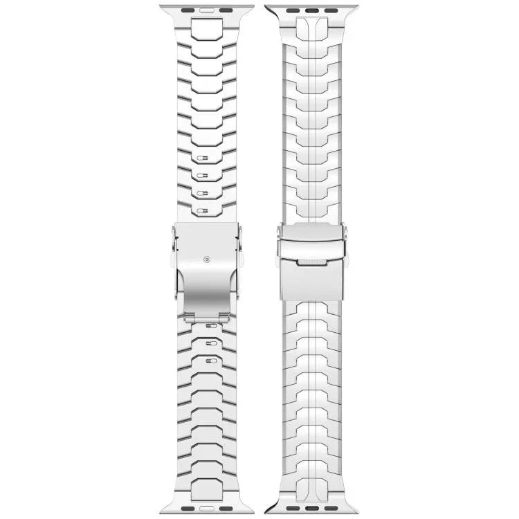 Bracelet de montre en alliage de titane avec fermoir de sécurité amovible, compatible avec les Apple Watch 46 mm / 49 mm / 45 mm / 44 mm et 42 mm / 41 mm / 40 mm / 38 mm.