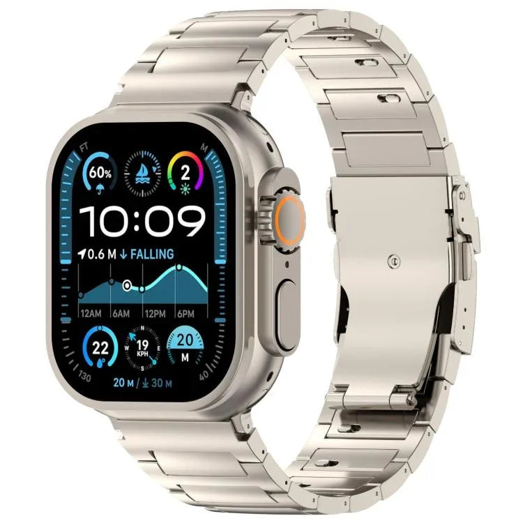 Bracelet de montre en alliage de titane avec fermoir de sécurité à dégagement rapide en forme de I, compatible avec les Apple Watch 46 mm / 49 mm / 45 mm / 44 mm et 42 mm / 41 mm / 40 mm / 38 mm.