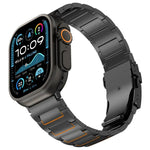 Bracelet de montre en alliage de titane avec fermoir de sécurité en forme de I, compatible avec les Apple Watch 46 mm / 49 mm / 45 mm / 44 mm et 42 mm / 41 mm / 40 mm / 38 mm.