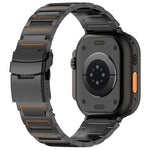 Bracelet de montre en alliage de titane avec fermoir de sécurité en forme de I, compatible avec les Apple Watch 46 mm / 49 mm / 45 mm / 44 mm et 42 mm / 41 mm / 40 mm / 38 mm.