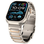 Bracelet de montre en alliage de titane avec fermoir de sécurité en forme de I, compatible avec les Apple Watch 46 mm / 49 mm / 45 mm / 44 mm et 42 mm / 41 mm / 40 mm / 38 mm.