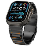 Bracelet de montre en alliage de titane avec fermoir de sécurité en forme de I, compatible avec les Apple Watch 46 mm / 49 mm / 45 mm / 44 mm et 42 mm / 41 mm / 40 mm / 38 mm.