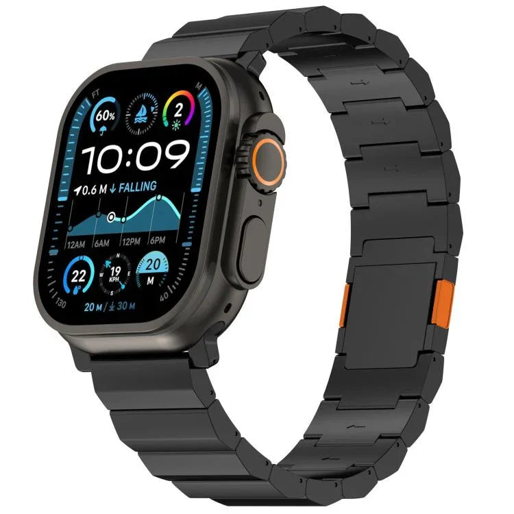 Bracelet de montre épais en alliage de titane avec fermoir magnétique à une seule perle, compatible avec les Apple Watch 46 mm / 49 mm / 45 mm / 44 mm et 42 mm / 41 mm / 40 mm / 38 mm.