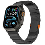 Bracelet de montre épais en alliage de titane avec fermoir magnétique à une seule perle, compatible avec les Apple Watch 46 mm / 49 mm / 45 mm / 44 mm et 42 mm / 41 mm / 40 mm / 38 mm.