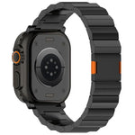 Bracelet de montre épais en alliage de titane avec fermoir magnétique à une seule perle, compatible avec les Apple Watch 46 mm / 49 mm / 45 mm / 44 mm et 42 mm / 41 mm / 40 mm / 38 mm.