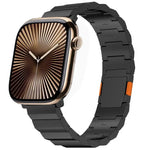 Bracelet de montre épais en alliage de titane avec fermoir magnétique à une seule perle, compatible avec les Apple Watch 46 mm / 49 mm / 45 mm / 44 mm et 42 mm / 41 mm / 40 mm / 38 mm.