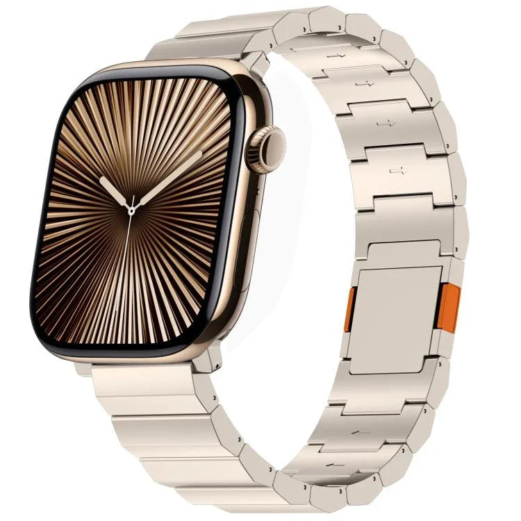 Bracelet de montre épais en alliage de titane avec fermoir magnétique à une seule perle, compatible avec les Apple Watch 46 mm / 49 mm / 45 mm / 44 mm et 42 mm / 41 mm / 40 mm / 38 mm.