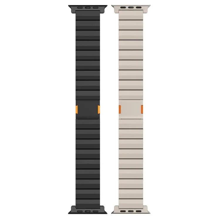 Bracelet de montre épais en alliage de titane avec fermoir magnétique à une seule perle, compatible avec les Apple Watch 46 mm / 49 mm / 45 mm / 44 mm et 42 mm / 41 mm / 40 mm / 38 mm.