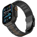 Bracelet de montre en alliage de titane avec fermoir de sécurité à trois billes, compatible avec les Apple Watch 46 mm / 49 mm / 45 mm / 44 mm et 42 mm / 41 mm / 40 mm / 38 mm.