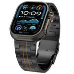 Bracelet de montre en alliage de titane avec fermoir de sécurité à trois billes, compatible avec les Apple Watch 46 mm / 49 mm / 45 mm / 44 mm et 42 mm / 41 mm / 40 mm / 38 mm.