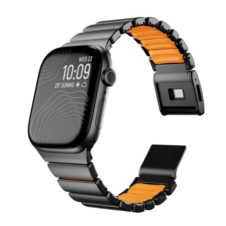Bracelet de montre en acier inoxydable avec boucle magnétique Norman intégrée et une seule perle, pour Apple Watch 46 mm / 49 mm / 45 mm / 44 mm