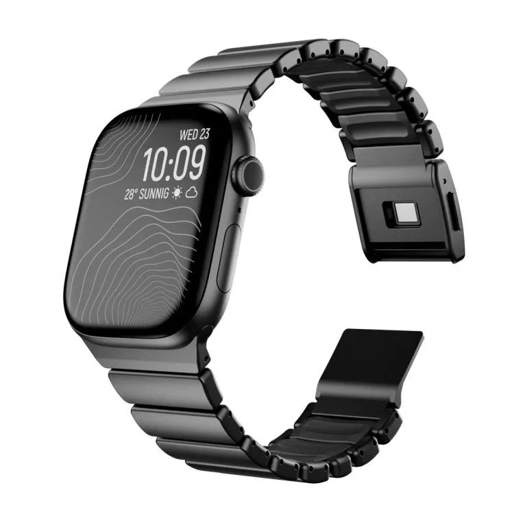Bracelet de montre en acier inoxydable avec boucle magnétique Norman intégrée et une seule perle, pour Apple Watch 46 mm / 49 mm / 45 mm / 44 mm