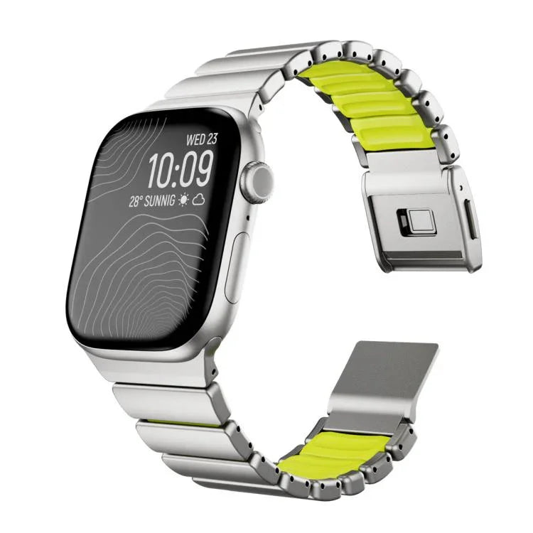 Bracelet de montre en acier inoxydable avec boucle magnétique Norman intégrée et une seule perle, pour Apple Watch 46 mm / 49 mm / 45 mm / 44 mm