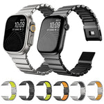 Bracelet de montre en acier inoxydable avec boucle magnétique Norman intégrée et une seule perle, pour Apple Watch 46 mm / 49 mm / 45 mm / 44 mm