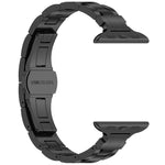 Bracelet de montre fin en alliage de titane avec boucle papillon à trois billes, compatible avec les Apple Watch 46 mm / 49 mm / 45 mm / 44 mm et 42 mm / 41 mm / 40 mm / 38 mm.