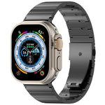 Bracelet de montre en alliage de titane avec boucle plate à dégagement rapide à une bille, compatible avec les Apple Watch 46 mm / 49 mm / 45 mm / 44 mm et 42 mm / 41 mm / 40 mm / 38 mm.