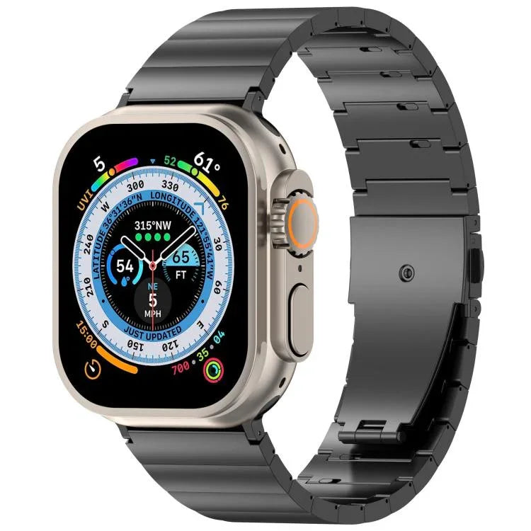 Bracelet de montre en alliage de titane avec boucle plate à dégagement rapide à une bille, compatible avec les Apple Watch 46 mm / 49 mm / 45 mm / 44 mm et 42 mm / 41 mm / 40 mm / 38 mm.