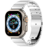Bracelet de montre en alliage de titane avec boucle plate à dégagement rapide à une bille, compatible avec les Apple Watch 46 mm / 49 mm / 45 mm / 44 mm et 42 mm / 41 mm / 40 mm / 38 mm.