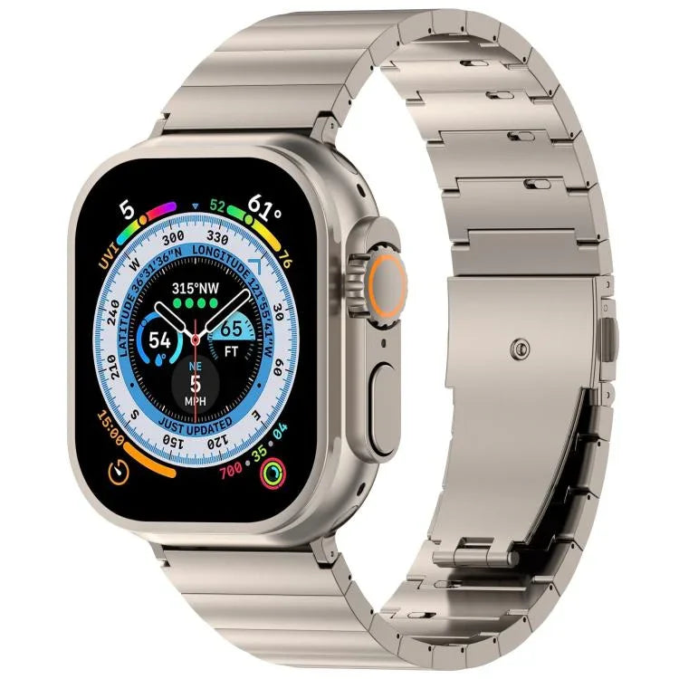 Bracelet de montre en alliage de titane avec boucle plate à dégagement rapide à une bille, compatible avec les Apple Watch 46 mm / 49 mm / 45 mm / 44 mm et 42 mm / 41 mm / 40 mm / 38 mm.