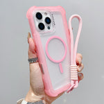 Coque de Téléphone MagSafe 3-en-1 en PC Hybride TPU Mat Transparent avec Dragonne, Pour iPhone 17 Pro Max, Pour iPhone 17 Pro, Pour iPhone 17, Pour iPhone Air, Pour iPhone 16 Pro Max, Pour iPhone 16 Pro, Pour iPhone 16 Plus, Pour iPhone 16