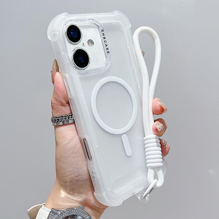 Coque de Téléphone MagSafe 3-en-1 en PC Hybride TPU Mat Transparent avec Dragonne, Pour iPhone 17 Pro Max, Pour iPhone 17 Pro, Pour iPhone 17, Pour iPhone Air, Pour iPhone 16 Pro Max, Pour iPhone 16 Pro, Pour iPhone 16 Plus, Pour iPhone 16
