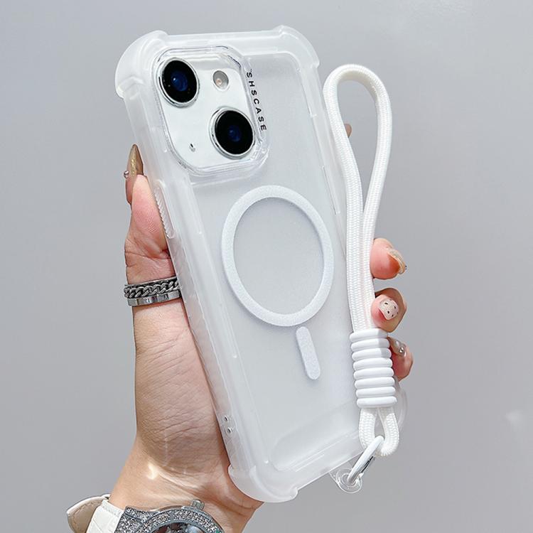 Coque de téléphone hybride TPU PC mate transparente 3-en-1 MagSafe avec sangle de poignet, pour iPhone 15 Pro Max, pour iPhone 15 Pro, pour iPhone 15 Plus, pour iPhone 15, pour iPhone 14 Plus, pour iPhone 14, pour iPhone 14 Pro, pour iPhone 14 Pro Max