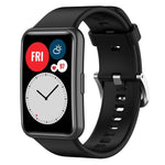 xDfind Solid Color Silver Steel Buckle Silicone Watch Band, For Huawei Watch Fit New
