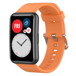 xDfind Solid Color Silver Steel Buckle Silicone Watch Band, For Huawei Watch Fit New