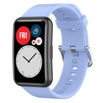 xDfind Solid Color Silver Steel Buckle Silicone Watch Band, For Huawei Watch Fit New