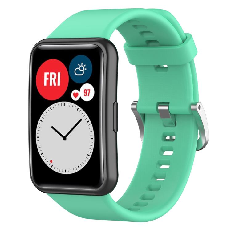 xDfind Solid Color Silver Steel Buckle Silicone Watch Band, For Huawei Watch Fit New