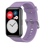 xDfind Solid Color Silver Steel Buckle Silicone Watch Band, For Huawei Watch Fit New