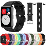 xDfind Solid Color Silver Steel Buckle Silicone Watch Band, For Huawei Watch Fit New