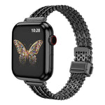 Bracelet de montre fin en maille d'acier avec fermoir magnétique, compatible avec Apple Watch 46 mm / 49 mm / 45 mm / 44 mm et Apple Watch 42 mm / 41 mm / 40 mm / 38 mm.