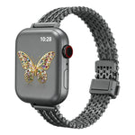 Bracelet de montre fin en maille d'acier avec fermoir magnétique, compatible avec Apple Watch 46 mm / 49 mm / 45 mm / 44 mm et Apple Watch 42 mm / 41 mm / 40 mm / 38 mm.