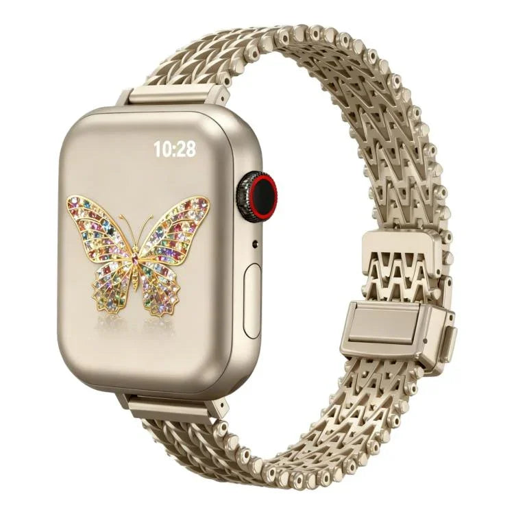 Bracelet de montre fin en maille d'acier avec fermoir magnétique, compatible avec Apple Watch 46 mm / 49 mm / 45 mm / 44 mm et Apple Watch 42 mm / 41 mm / 40 mm / 38 mm.