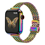 Bracelet de montre fin en maille d'acier avec fermoir magnétique, compatible avec Apple Watch 46 mm / 49 mm / 45 mm / 44 mm et Apple Watch 42 mm / 41 mm / 40 mm / 38 mm.