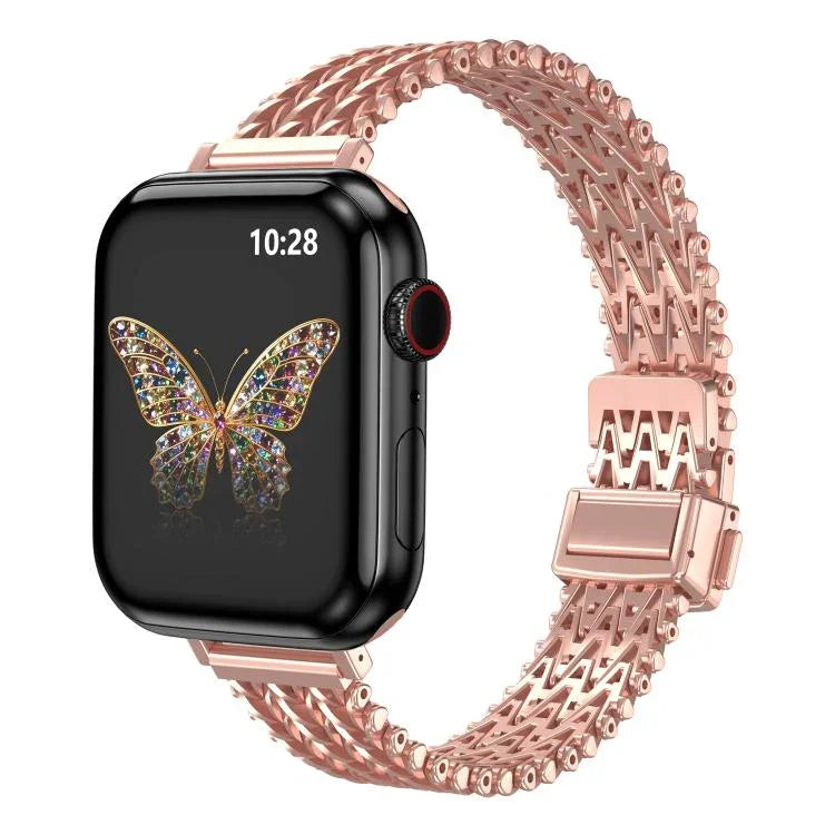 Bracelet de montre fin en maille d'acier avec fermoir magnétique, compatible avec Apple Watch 46 mm / 49 mm / 45 mm / 44 mm et Apple Watch 42 mm / 41 mm / 40 mm / 38 mm.
