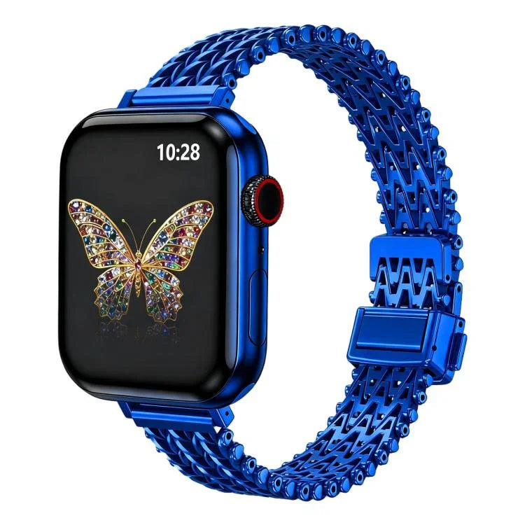 Bracelet de montre fin en maille d'acier avec fermoir magnétique, compatible avec Apple Watch 46 mm / 49 mm / 45 mm / 44 mm et Apple Watch 42 mm / 41 mm / 40 mm / 38 mm.