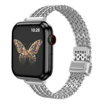 Bracelet de montre fin en maille d'acier avec fermoir magnétique, compatible avec Apple Watch 46 mm / 49 mm / 45 mm / 44 mm et Apple Watch 42 mm / 41 mm / 40 mm / 38 mm.
