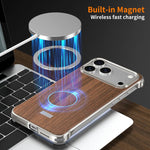 Coque de téléphone MagSafe J TRIBE sans cadre en métal avec texture bois, Pour iPhone 17 Pro Max, Pour iPhone 17 Pro, Pour iPhone 17, Pour iPhone Air, Pour iPhone 16 Pro Max, Pour iPhone 16 Pro, Pour iPhone 15 Pro Max, Pour iPhone 15 Pro