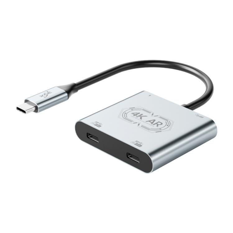 V77G 4K 60Hz USB-C / Type-C vers double Type-C, PD 100W, USB 3.0 Adaptateur convertisseur de charge pour lunettes AR