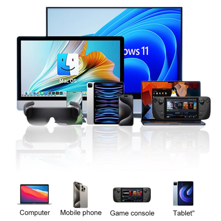 V77G 4K 60Hz USB-C / Type-C vers double Type-C, PD 100W, USB 3.0 Adaptateur convertisseur de charge pour lunettes AR