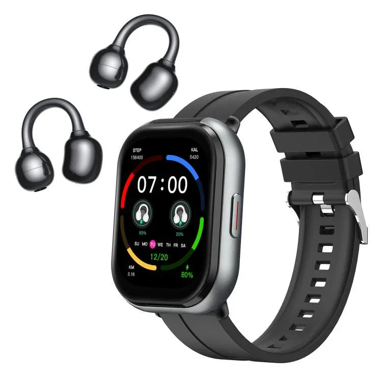 Montre connectée Bluetooth D12 avec écran TFT 2,01 pouces et écouteurs intégrés, compatible avec les appels sans fil