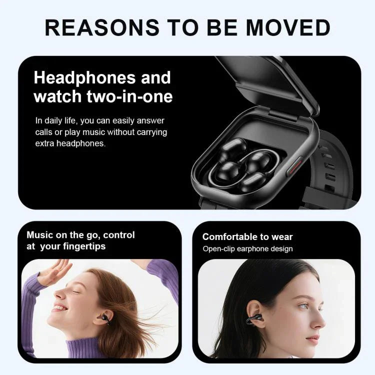 Montre connectée Bluetooth D12 avec écran TFT 2,01 pouces et écouteurs intégrés, compatible avec les appels sans fil