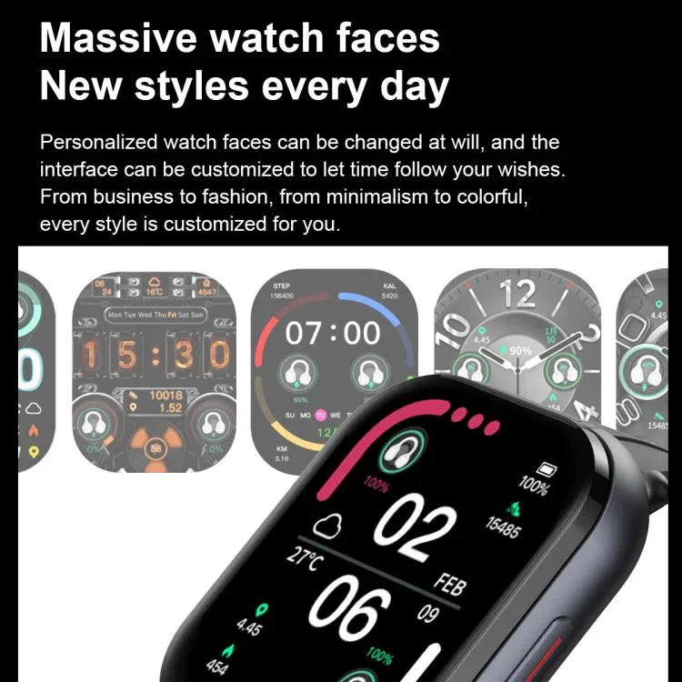 Montre connectée Bluetooth D12 avec écran TFT 2,01 pouces et écouteurs intégrés, compatible avec les appels sans fil