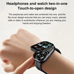 Montre connectée Bluetooth D12 avec écran TFT 2,01 pouces et écouteurs intégrés, compatible avec les appels sans fil