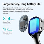 Montre connectée Bluetooth D12 avec écran TFT 2,01 pouces et écouteurs intégrés, compatible avec les appels sans fil